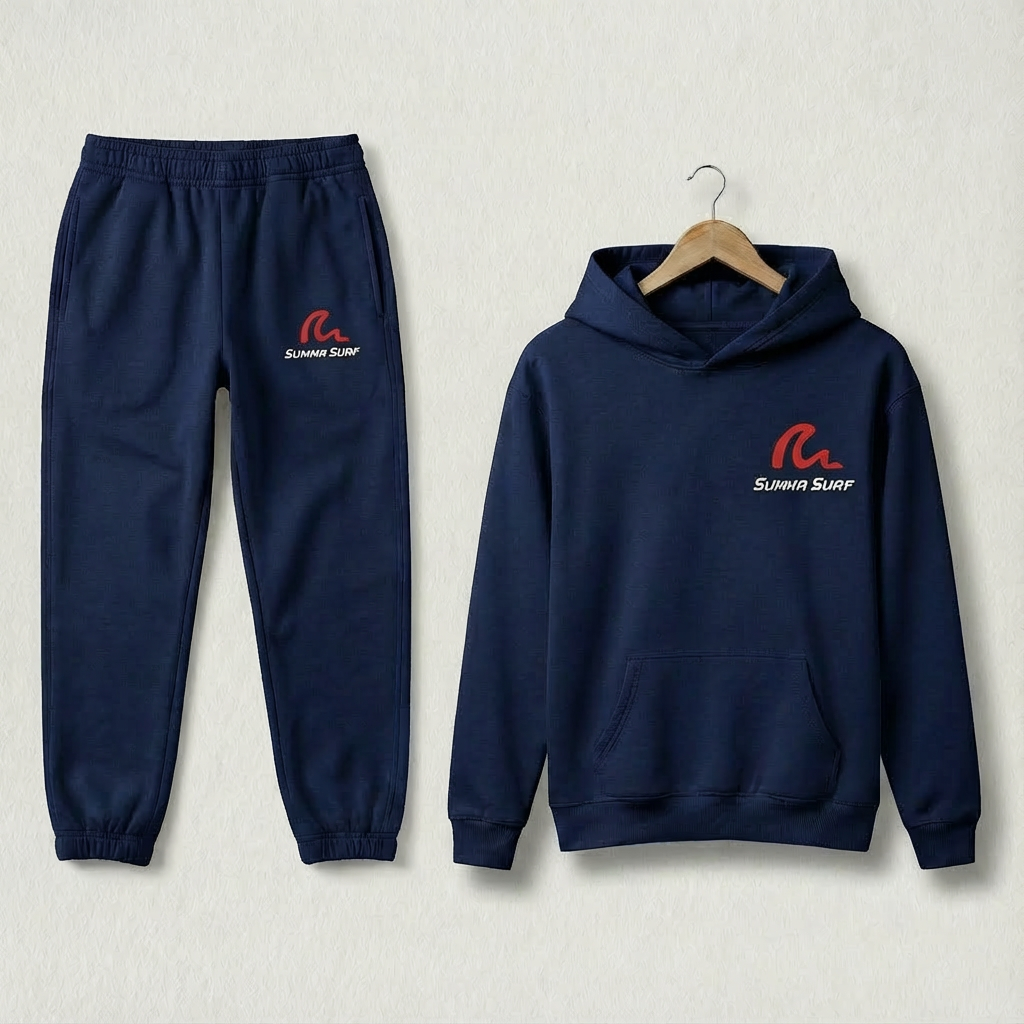 Navy Blue Tracksuit with Red Logo Summa Surf US — Premium Branded Track Suit (Navy Blue) - Image 1